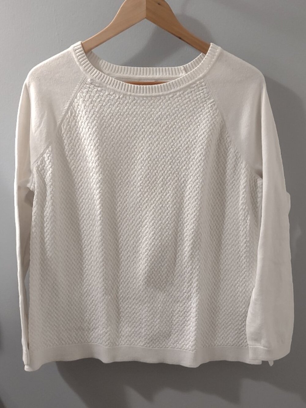 Sonoma Life + Style Basket Weave White Pullover Sweater Size XL Cotton Nylon